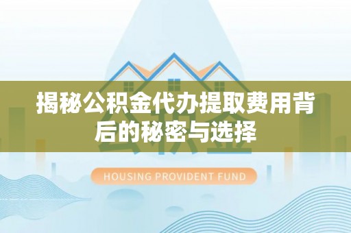 孙吴揭秘公积金代办提取费用背后的秘密与选择