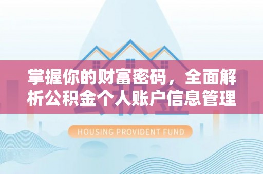 孙吴掌握你的财富密码，全面解析公积金个人账户信息管理与优化