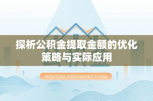 孙吴探析公积金提取金额的优化策略与实际应用