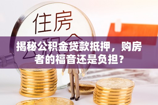 孙吴揭秘公积金贷款抵押，购房者的福音还是负担？